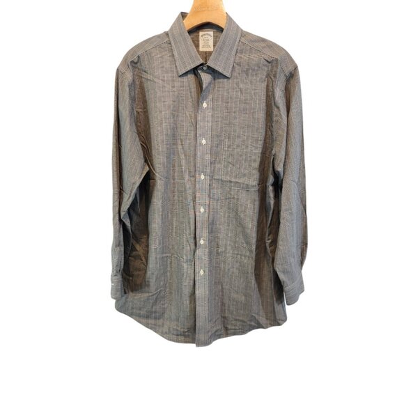Brooks Brothers Regent Shirt Black Checkered Button Up 16-32 Supima Cotton EUC - Picture 1 of 9